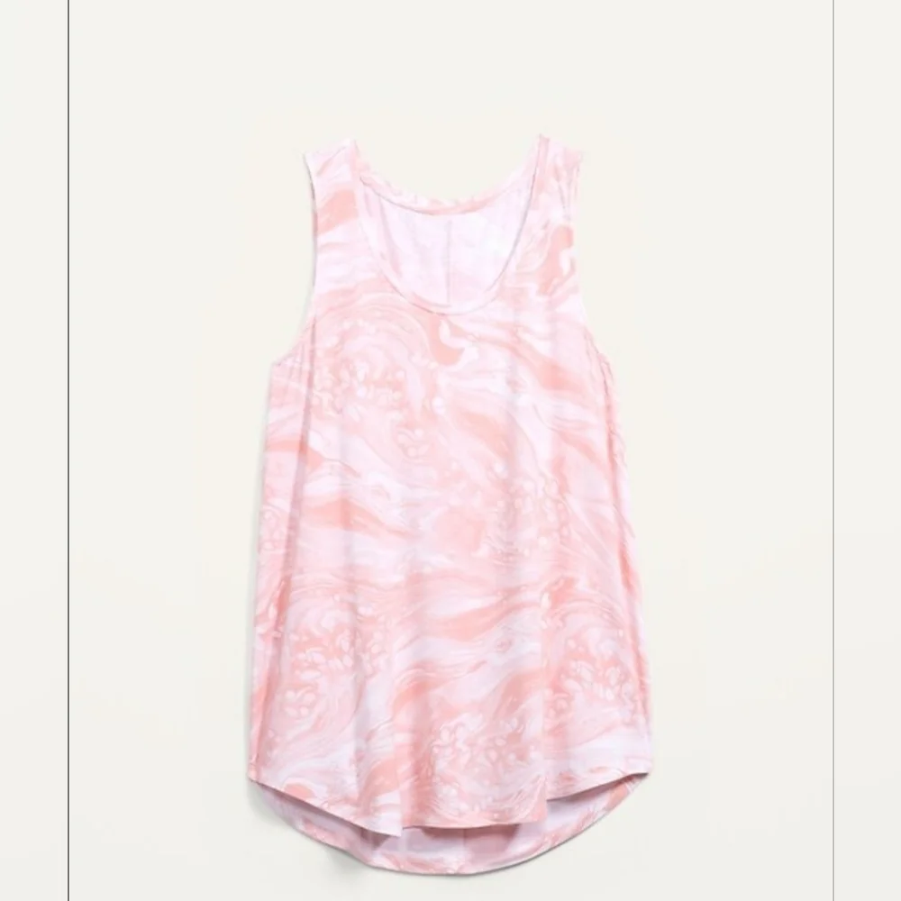 BNWT Old Navy Pink and White Luxe Scoop Neck Tank Top Size S, Workout, Summer - Picture 1 of 7